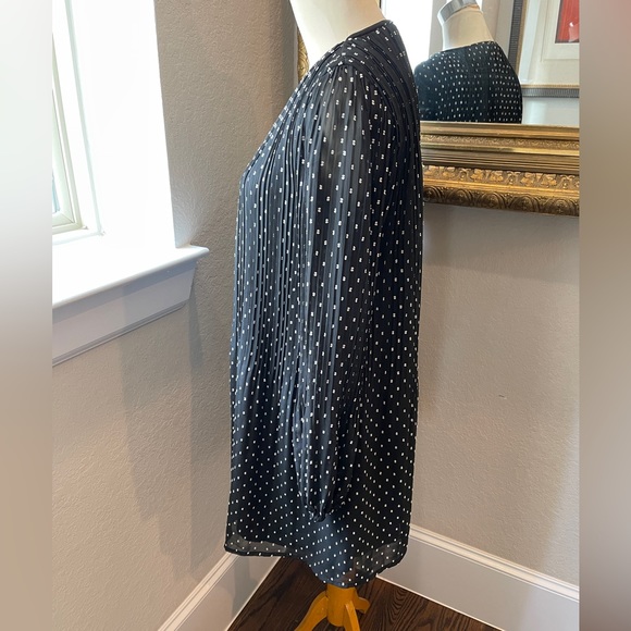 Maje Pleated Rockito Allover Polka Dot Print Black and White Shift Dress. Size 2 - Picture 6 of 14